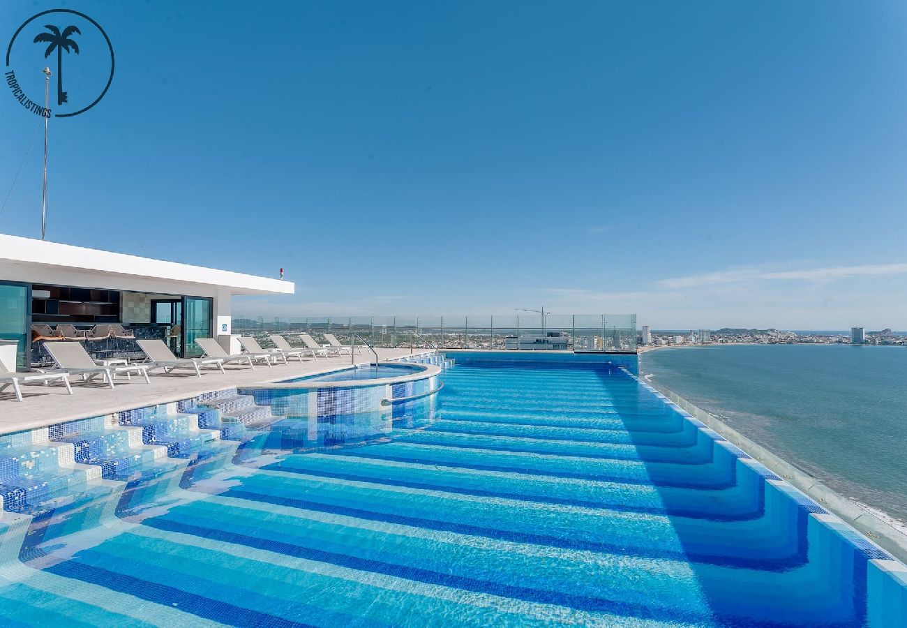 Apartamento en Mazatlán - Cómodo Dpto. con Piscina, Rooftop y Vista al Mar